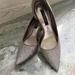 Nina Metallic Taupe Pointed-Toe Pumps